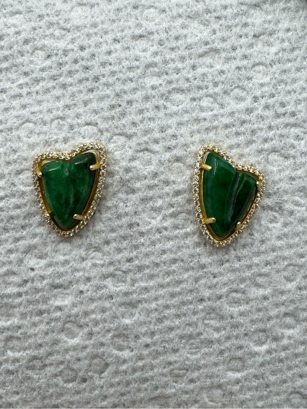 Gold-Plated Silver Jade Stud Earrings
